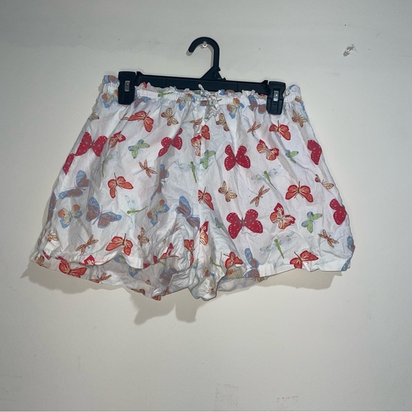 Mixit Pants - Mixit 100% Cotton Butterfly Pattern Ivory M Y2K Drawstring Shorts FLAW